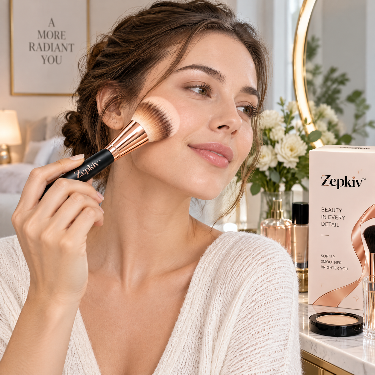 Rose Gold Fluffy Powder Brush — styling inspiration