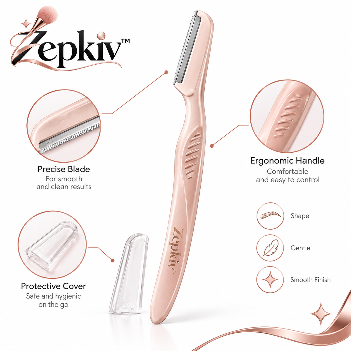 Rose Gold Facial & Eyebrow Razor — product presentation