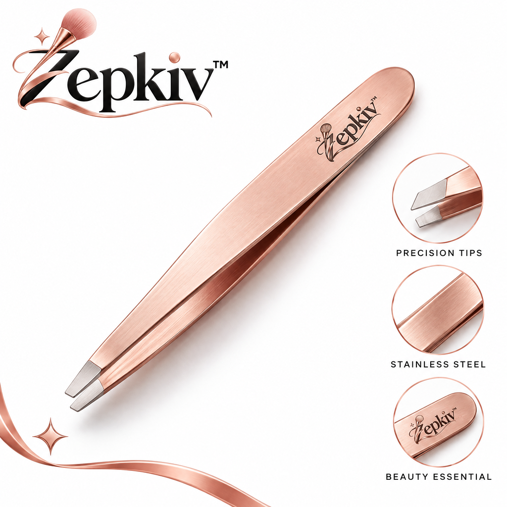 Rose Gold Slant Tip Tweezers — product presentation