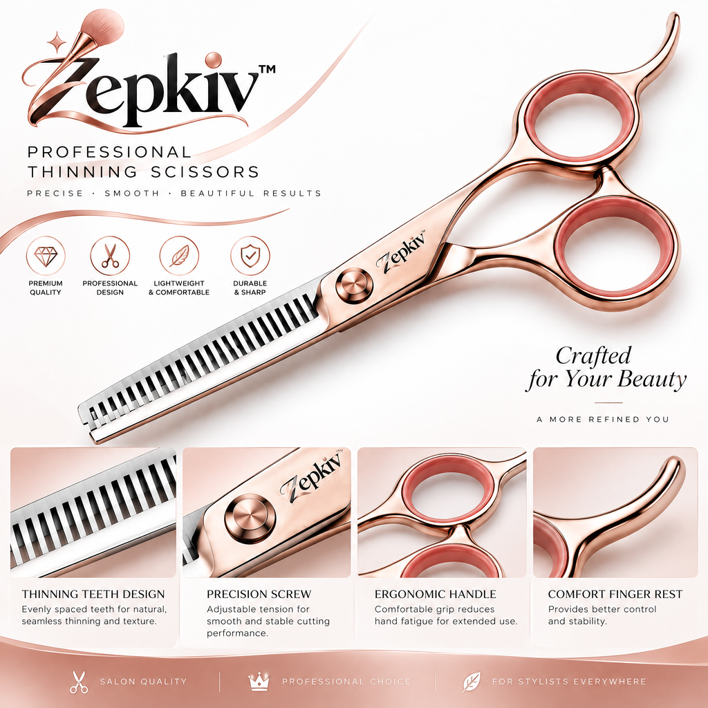 Rose Gold Hair Thinning Shears — features