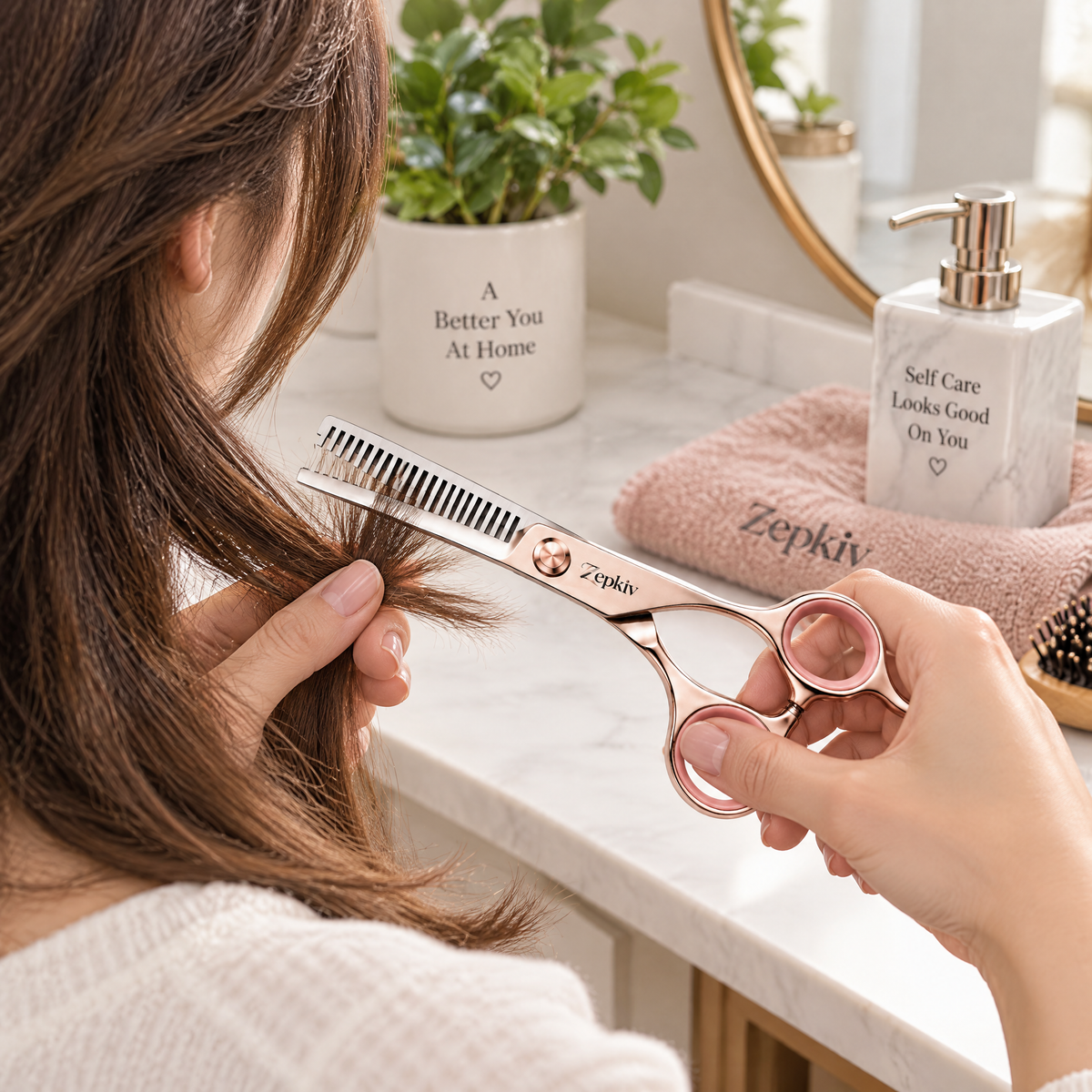Rose Gold Hair Thinning Shears — styling inspiration