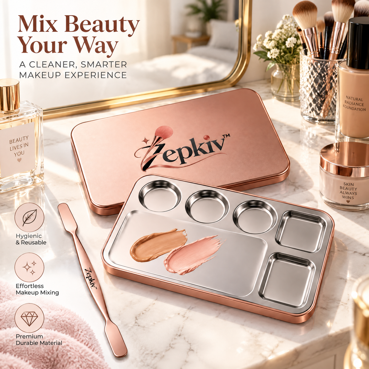 Makeup Mixing Palette & Spatula Set — styling inspiration