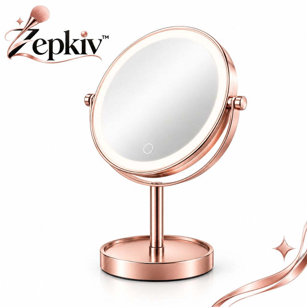 Rose Gold Round Tabletop Vanity Mirror — product presentation