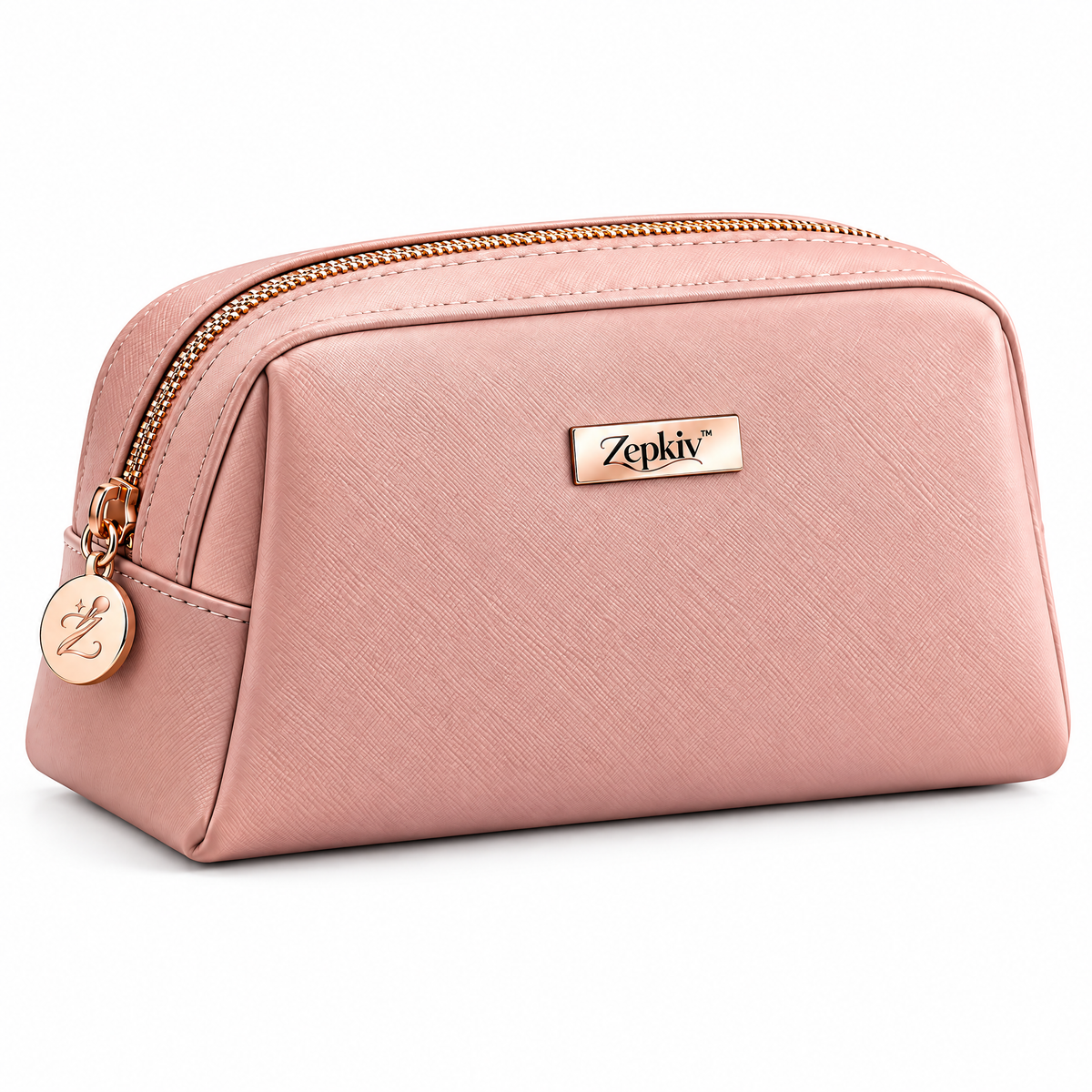 Blush Pink Zip Makeup Bag — detail view