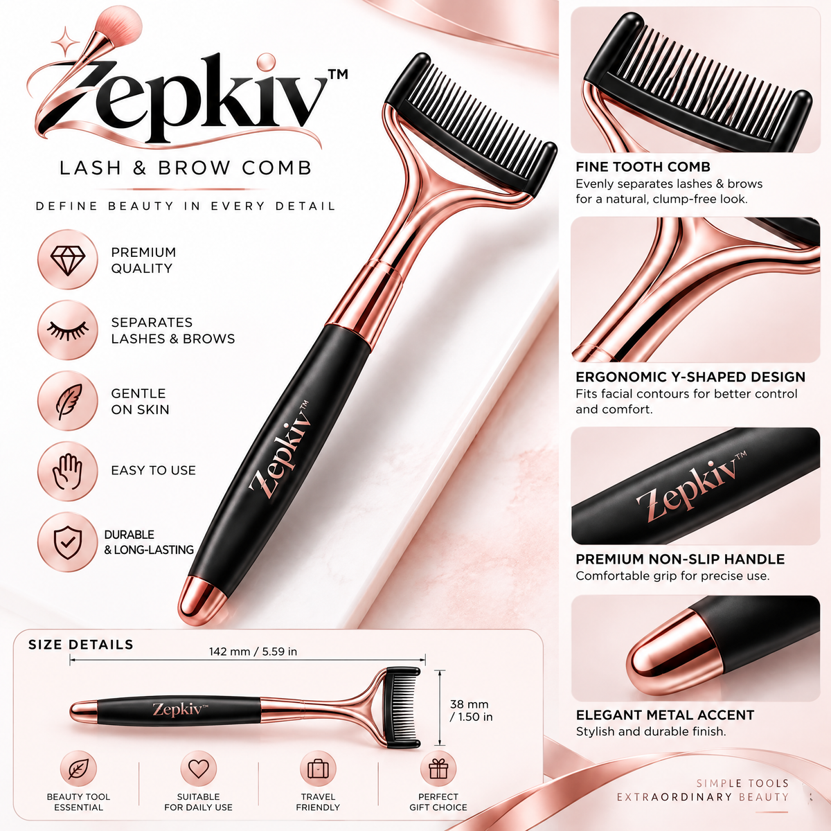 Precision Eyelash Separator Comb — features