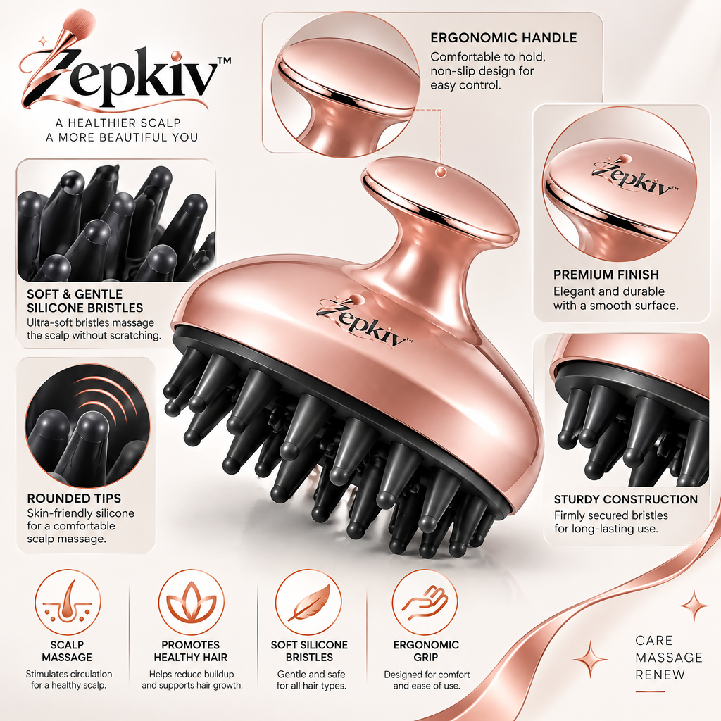 Rose Gold Scalp Massage Shampoo Brush — features