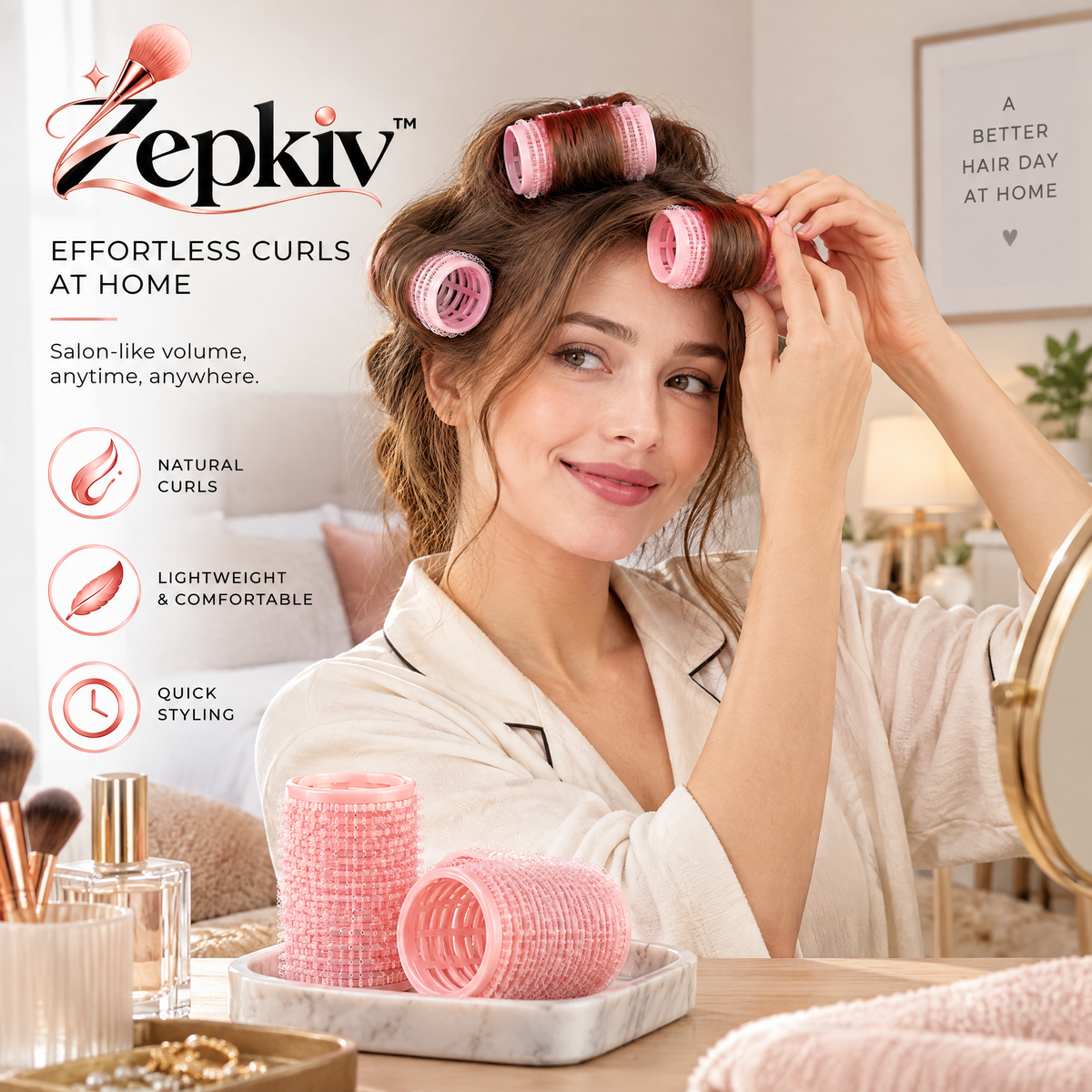 Pink Self-Grip Hair Roller Set — styling inspiration